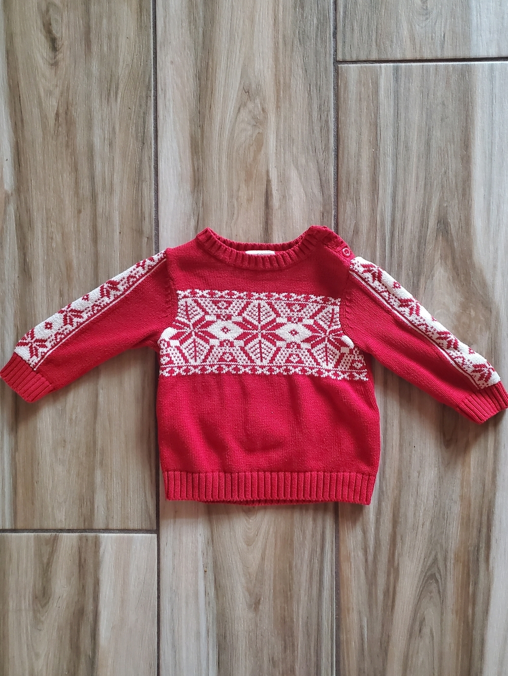 Hanna Andersson Toddler Red & Cream Fair Isle Crew Sweater
